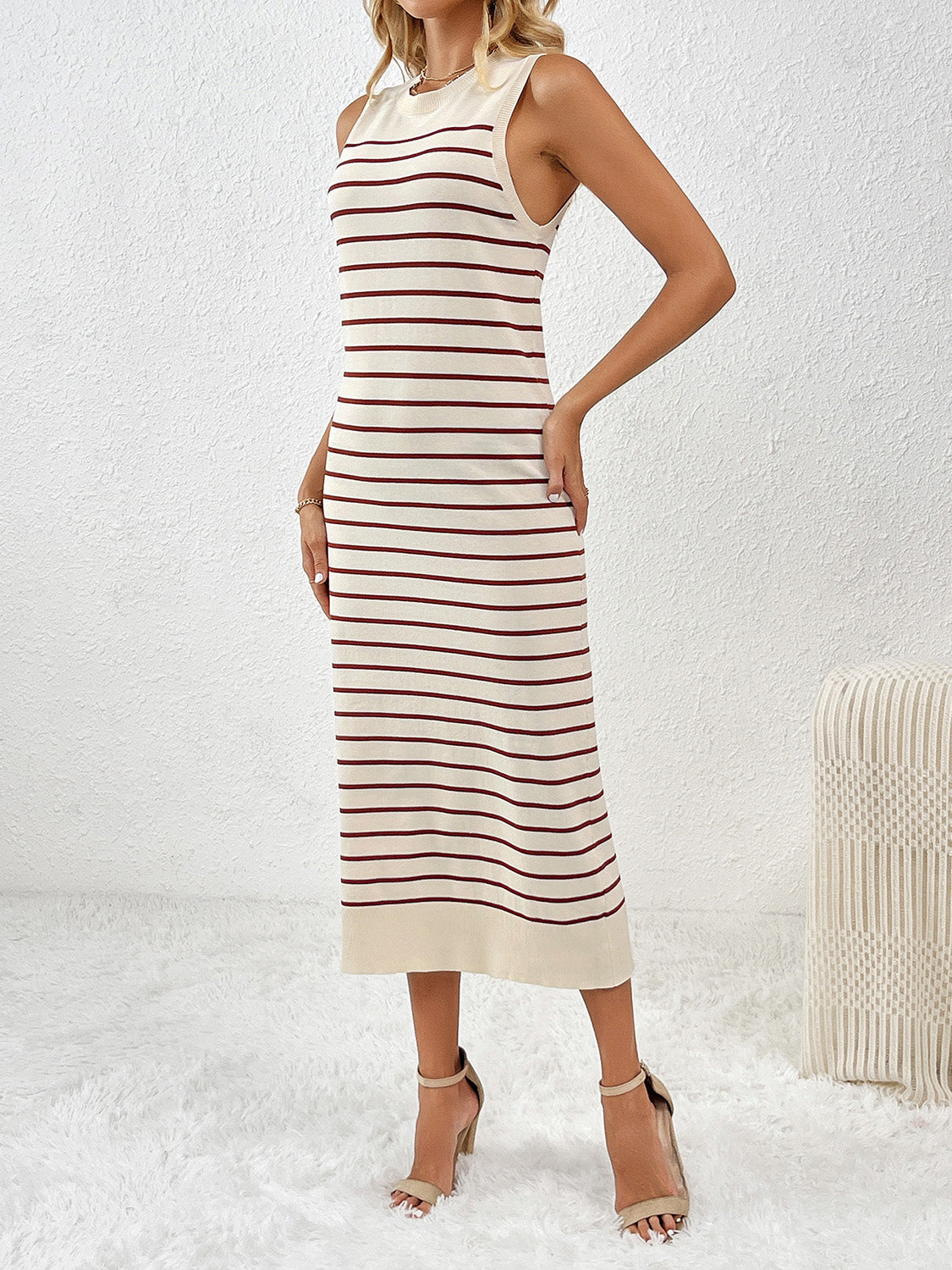 Marisa - Gestreiftes Midi Strickkleid für Damen