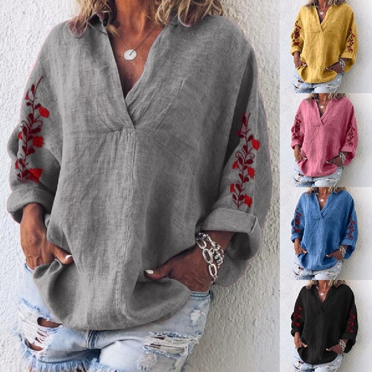 Lana - Komfortable Damen Bluse mit V-Ausschnitt