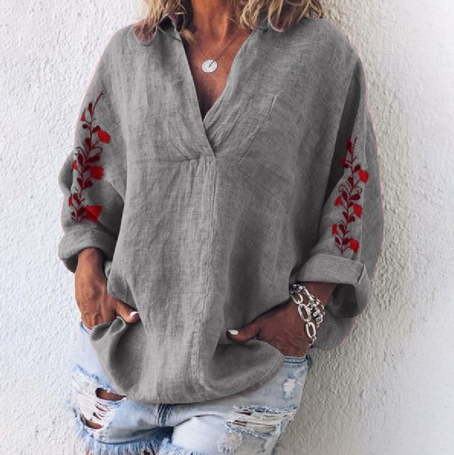Lana - Komfortable Damen Bluse mit V-Ausschnitt