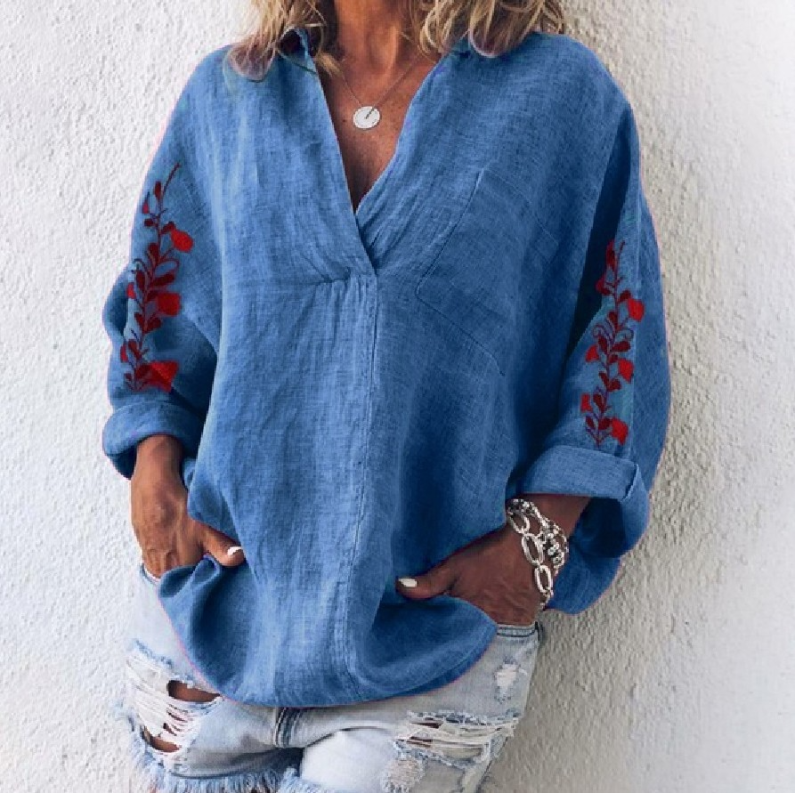 Lana - Komfortable Damen Bluse mit V-Ausschnitt