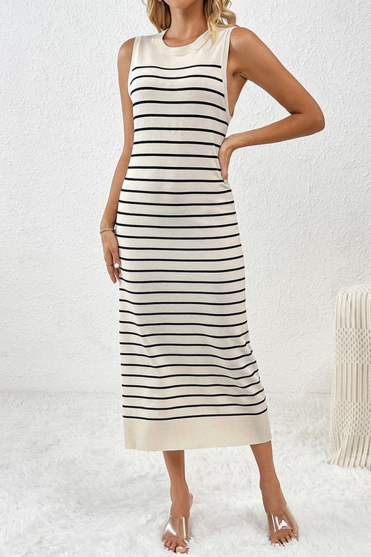 Marisa - Gestreiftes Midi Strickkleid für Damen